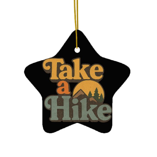 Take A Hike Retro Mountain Ceramic Ornaments