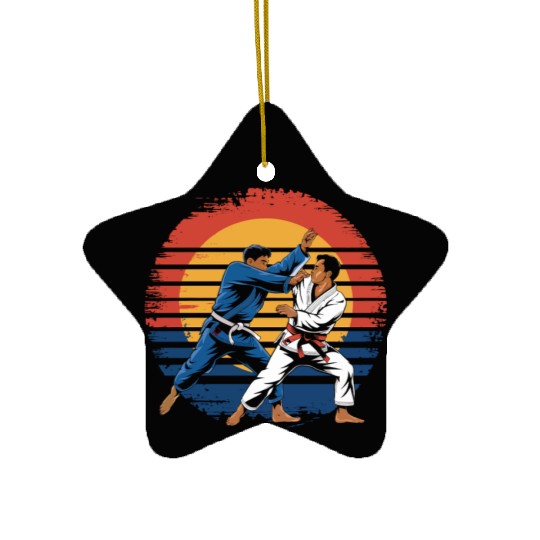 Retro Vintage Jiu Jitsu Martial Arts Grappling Ceramic Ornaments