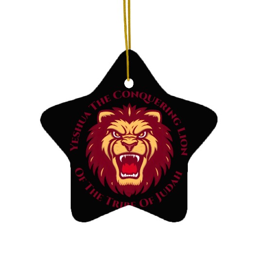 Yeshua Hamashiach the Conquering Lion of Judah Lon Ceramic Ornaments