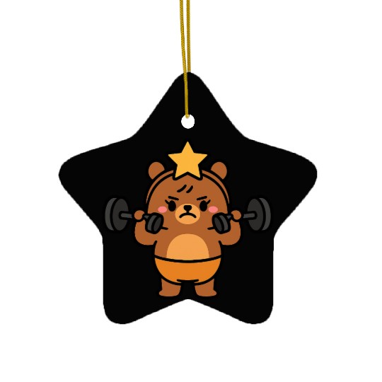 Built Different Bear Quirky Workout Character Ceramic Ornaments