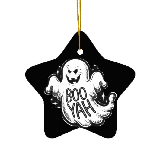 Boo Yah Ghost Halloween Fun for Spooky Nights Ceramic Ornaments