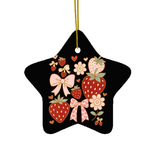 Summer Vacation Boho Strawberry Coquette Ceramic Ornaments
