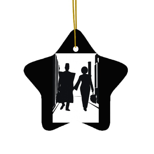 African Couple Stepping Out Ceramic Ornaments