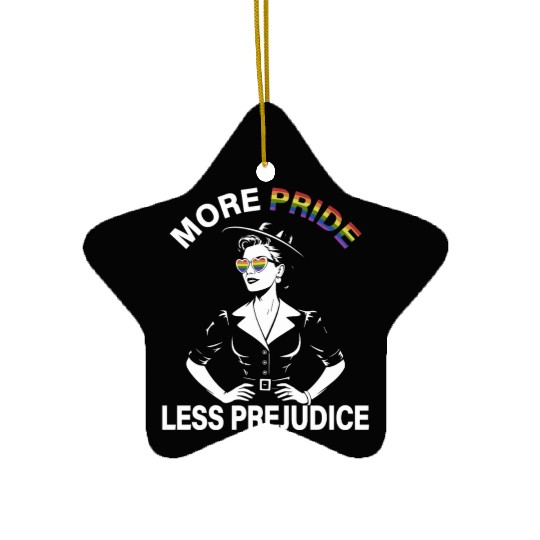 More Pride Less Prejudice Pride Month LGBTQ Ceramic Ornaments