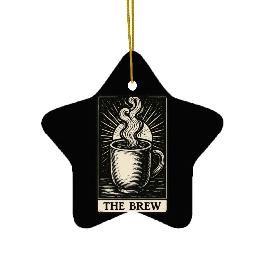 The Brew – Coffee Tarot Card in Vintage Ink Ceramic Ornaments