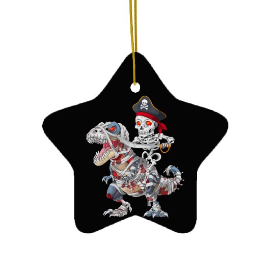 Halloween Mummy T rex Pirate Skeleton Trick Treat Ceramic Ornaments
