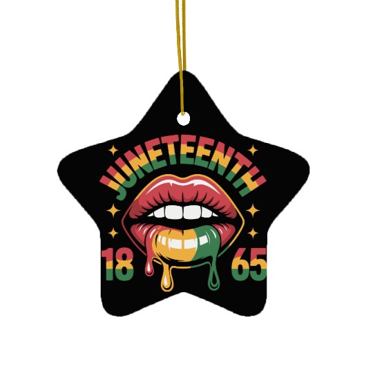 Juneteenth 1865 Rasta Lips Ceramic Ornaments