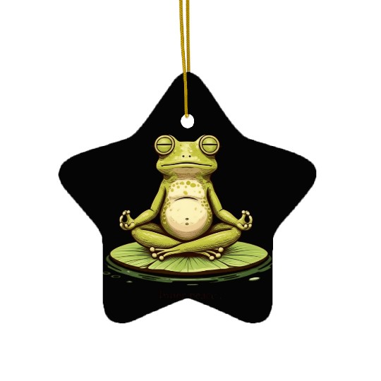 Funny Zen Frog Meditating on Lily Pad – Yoga Ceramic Ornaments