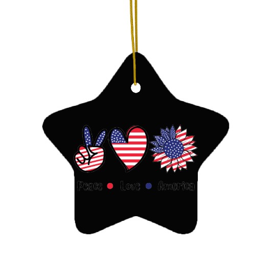 Peace Love America Ceramic Ornaments