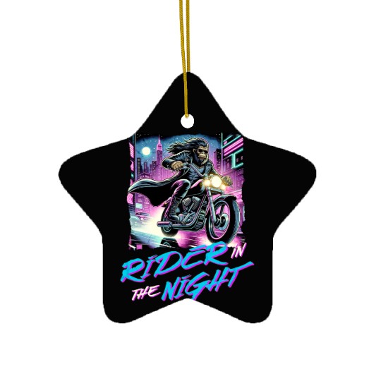 Bigfoot Rider In The Night Ceramic Ornaments