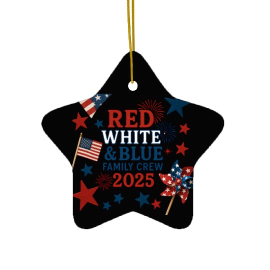 4th of July Patriotic Family Ceramic Ornaments