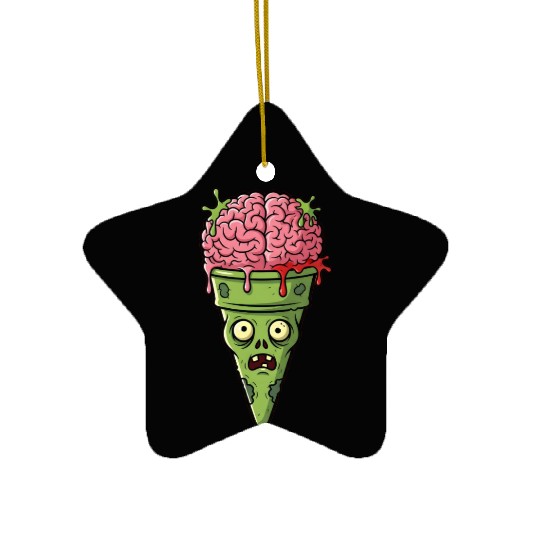 Zombie Brain Ice Cream Cone - Creepy Halloween Des Ceramic Ornaments