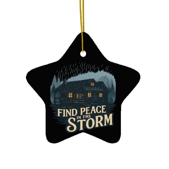 Find Peace in the Storm Cabin Retreat Ceramic Ornaments