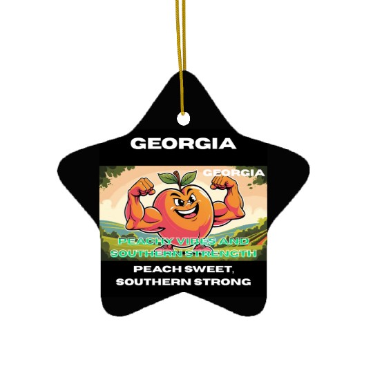 Georgia Peach State Art Ceramic Ornaments