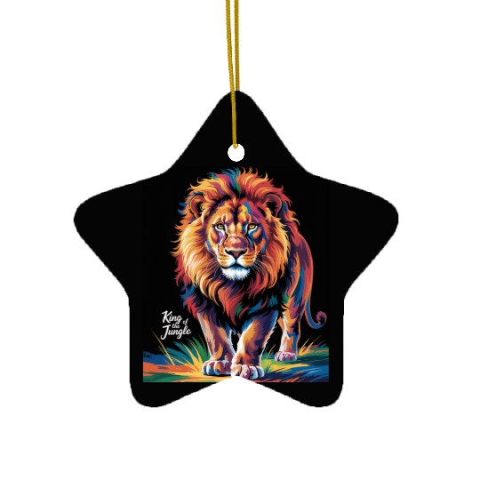Pride and Power – Majestic Rainbow Lion Head Ceramic Ornaments