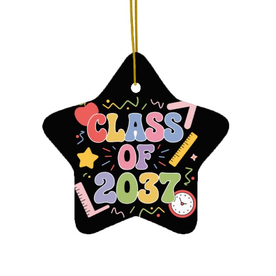Class of 2037 Grow With Me, Funny back to school Ceramic Ornaments