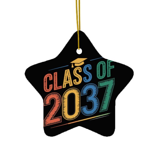 Class of 2037 Grow With Me, Funny back to school Ceramic Ornaments