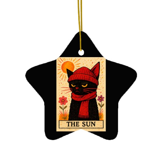 Grumpy Cat Tarot Card The Sun Ceramic Ornaments