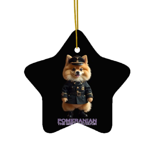 Pomeranian The Great Dictator Ceramic Ornaments