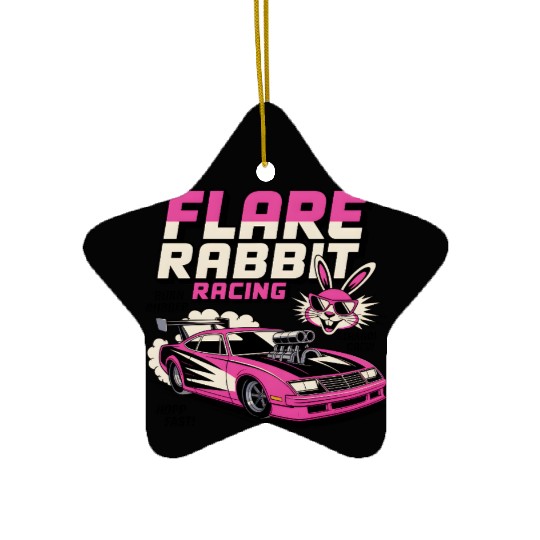 Flare Rabbit Racing – Vintage Drag Bunny Funny Car Ceramic Ornaments