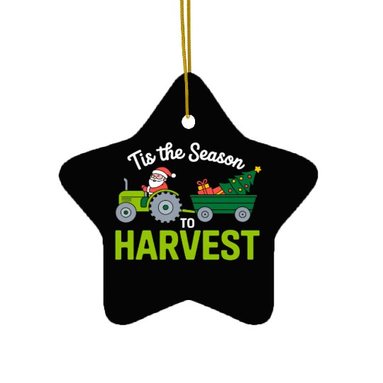Tis The Season To Harvest Farm Tractor Christmas Ceramic Ornaments