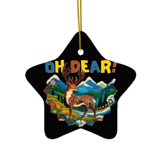 Oh-Dear-Wanderlust-Deer-in-Jungle-Tibetan-Folk-Art Ceramic Ornaments