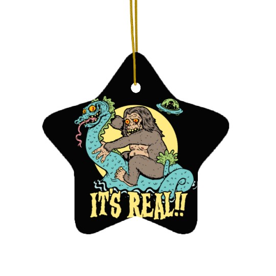Bigfoot Rides Nessie UFO Cryptid Monster Mayhem Ceramic Ornaments