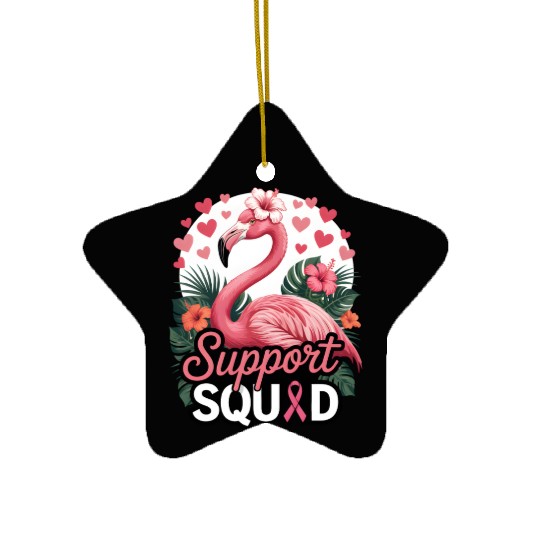 Pink Flamingo Support Squad Design Ceramic Ornaments