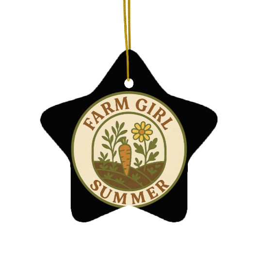 Farm Girl Summer Circle Ceramic Ornaments