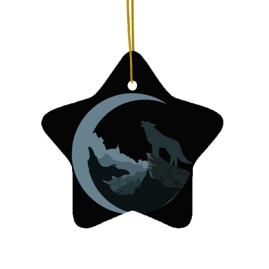 Wolf Moon Silhouette Ceramic Ornaments