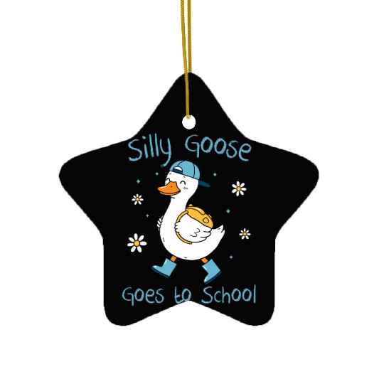 Silly Goose Back to School Funny Ceramic Ornaments