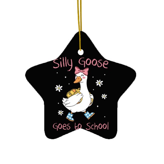 Silly Goose Back to School Funny Ceramic Ornaments