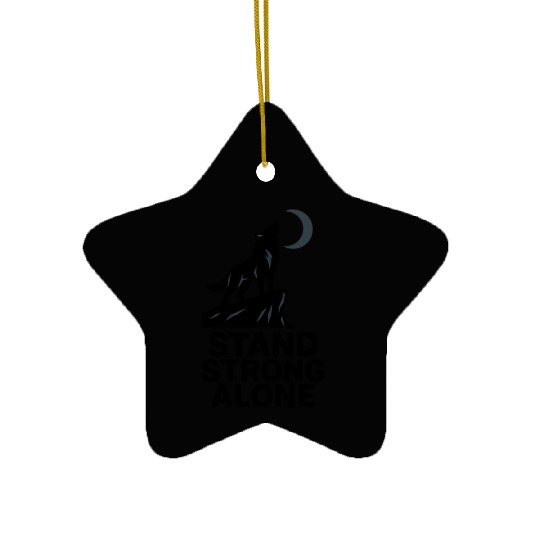 Stand Strong Alone – Lone Wolf Cliff Design Ceramic Ornaments