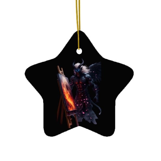 Demon Artist Painting Under Cherry Blossoms Ceramic Ornaments