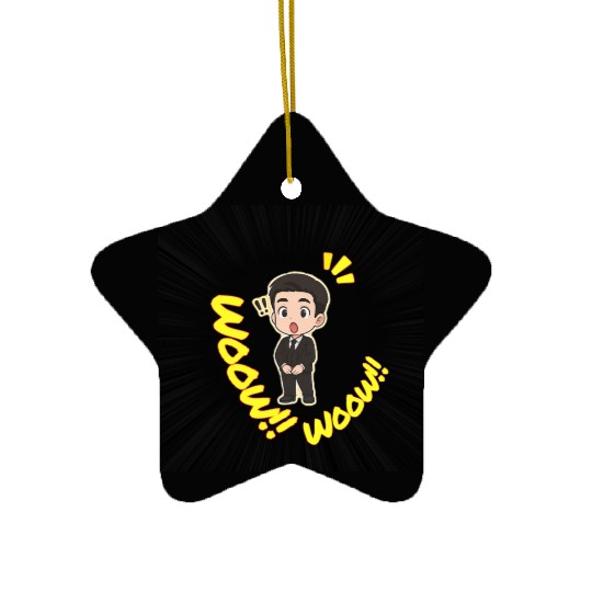 Surprised Business Man Illustration Ceramic Ornaments