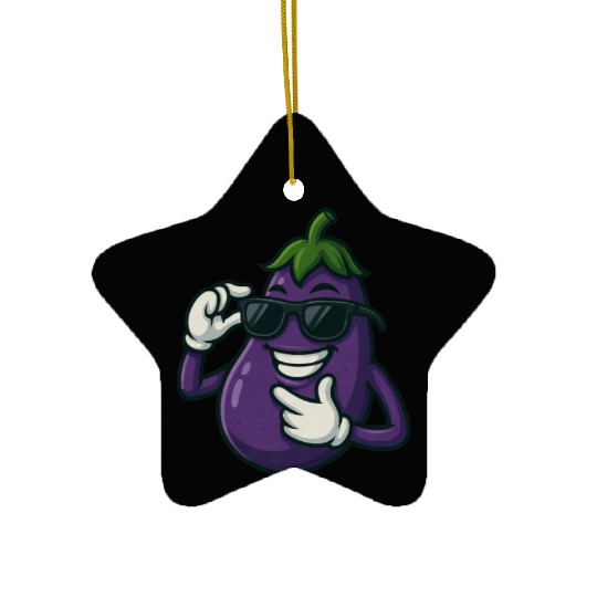 Cool eggplant vegetable design with sunglasses car Ceramic Ornaments