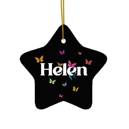 HELEN - beautiful girl name with cute butterflies Ceramic Ornaments