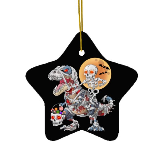 Skeleton Riding Zombie Mummy Dinosaur Halloween Ceramic Ornaments