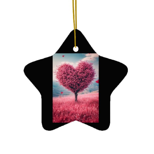 Romantic Heart Tree in Bloom Ceramic Ornaments