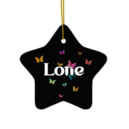 LOTTE - beautiful girl name with cute butterflies Ceramic Ornaments