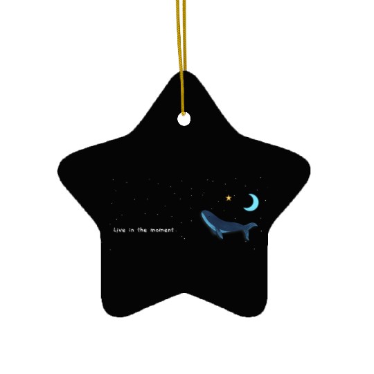 Whale  - Night Sky - live in the moment Ceramic Ornaments