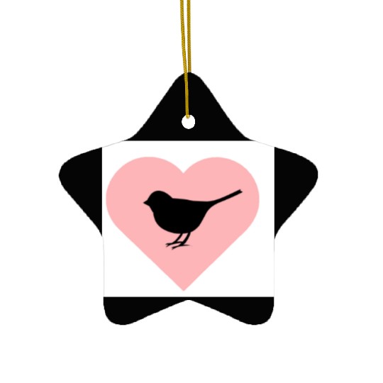 Silhouette Bird Heart Design Ceramic Ornaments