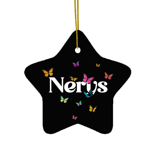 NERYS - beautiful girl name with cute butterflies Ceramic Ornaments