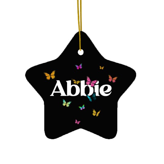 ABBIE - beautiful girl name with cute butterflies Ceramic Ornaments