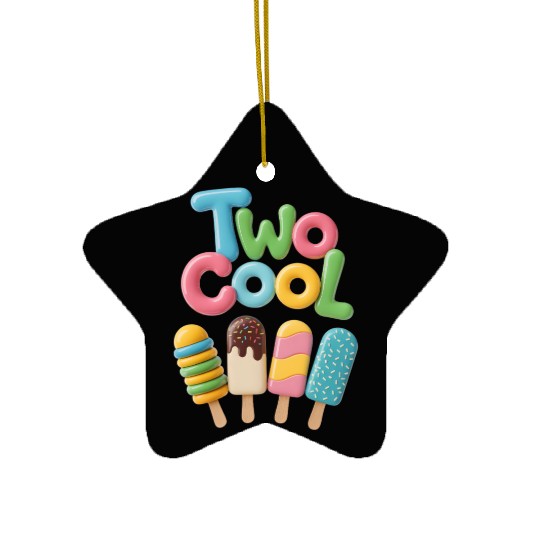 Two Cool – Funny 2nd Birthday Toddler Design  Ceramic Ornaments