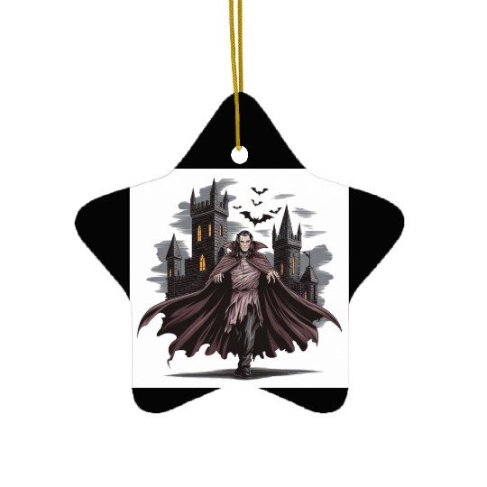 Vampire Count Gothic Castle Print Ceramic Ornaments