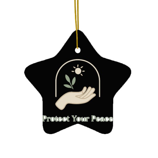 Peaceful Nature Hand with Sun and Leaf Ceramic Ornaments