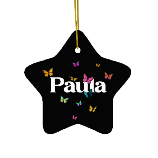 PAULA - beautiful girl name with cute butterflies Ceramic Ornaments