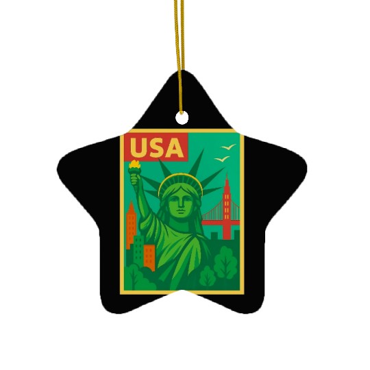 Iconic Statue of Liberty Urban Artwork  Ceramic Ornaments