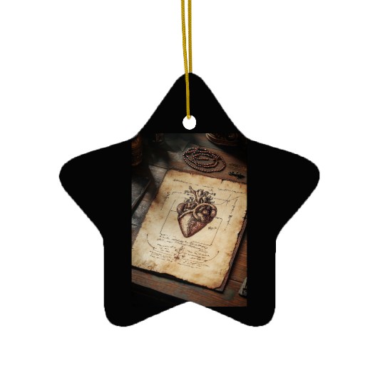 Anatomy of the Heart Sketch Ceramic Ornaments